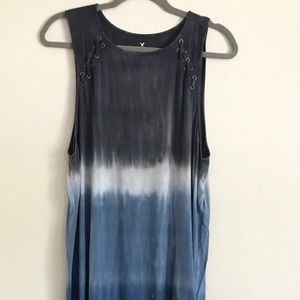 “Soft and Sexy” Navy Blue Tie Dye Tank
